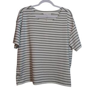 Jane & Delancey Striped Black and White Jersey Knit Short Sleeve Top Size L
